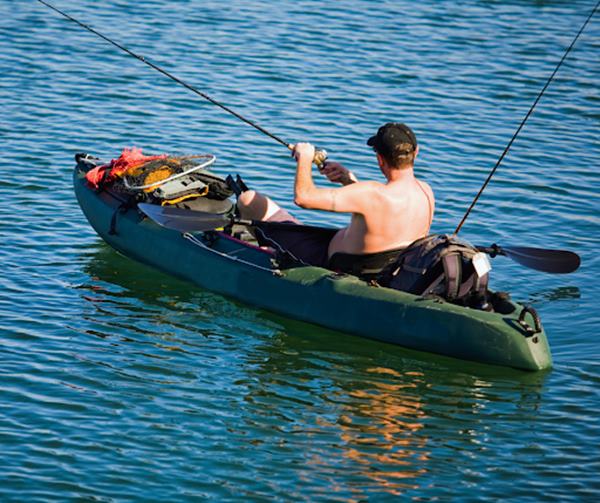 Kayak fishing on Lake Tahoe